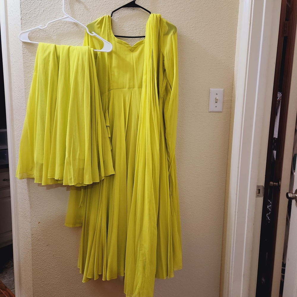 Vibrant Yellow Anarkali Dress with Dupatta